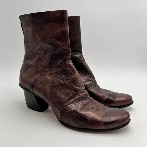 CYDWOQ Vintage Colonial Boots Purple EU38 US 8 Leather Handmade Ankle Bootie USA - Picture 1 of 12